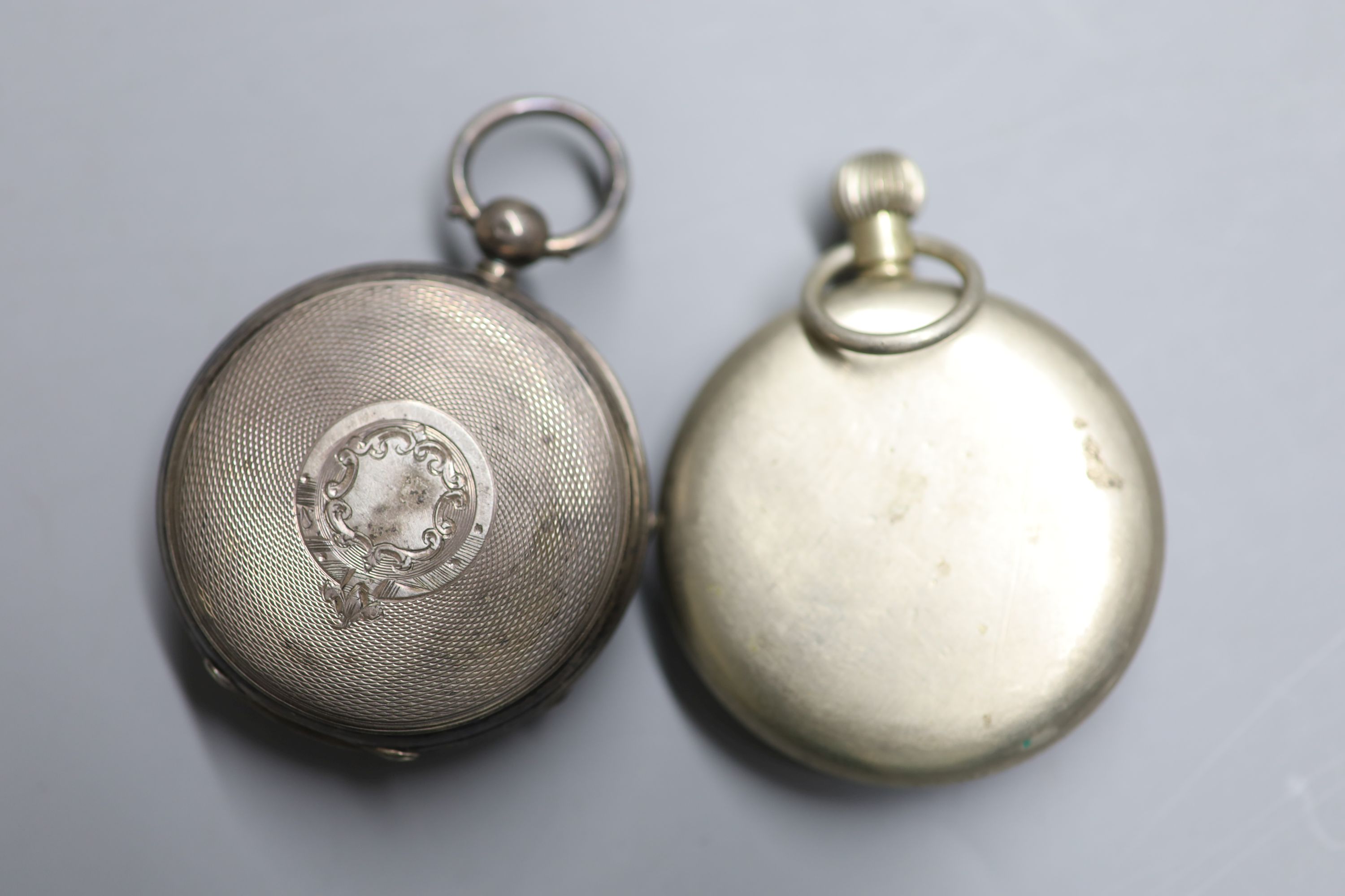 A late Victorian silver open faced keywind pocket watch by Lawson & Son, Old Steyne, Brighton and one other pocket watch.